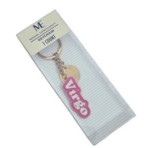 Modern Expressions Virgo Keychain Gold Tone Pink Enamel Zodiac Astrology NIB